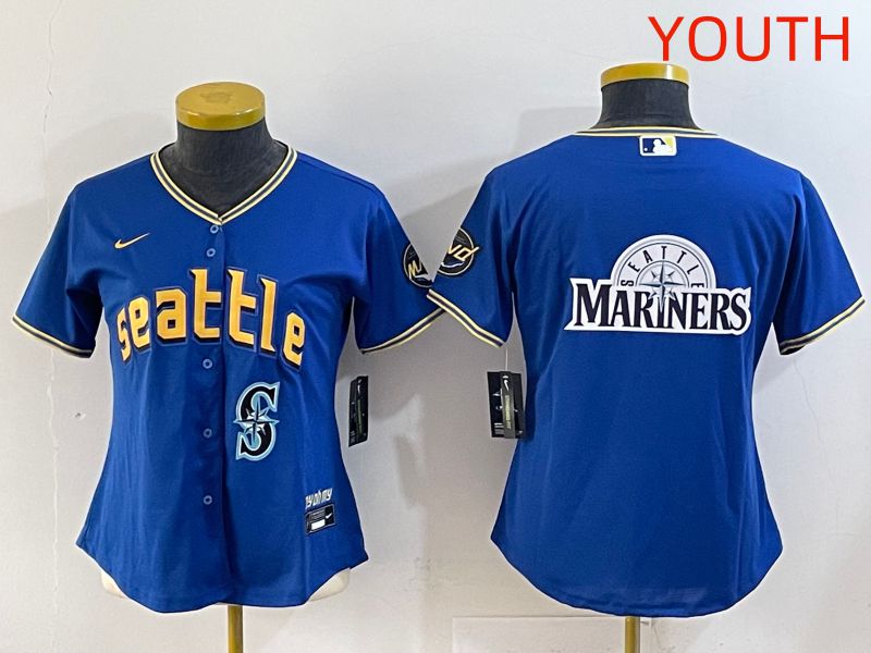 Youth 2025 Seattle Mariners Blank Blue City Edition Nike MLB Jersey style 15->youth mlb jersey->Youth Jersey